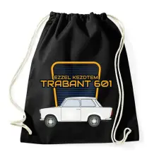 PRINTFASHION TRABANT 601 - ezzel kezdtem - Sportzsák, Tornazsák - Fekete tornazsák