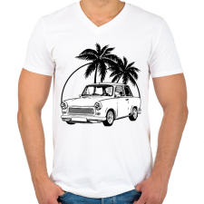 PRINTFASHION trabant - Férfi V-nyakú póló - Fehér férfi póló