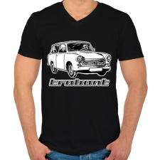 PRINTFASHION trabant - Férfi V-nyakú póló - Fekete férfi póló