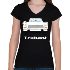 PRINTFASHION Trabant - Női V-nyakú póló - Fekete