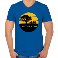 PRINTFASHION TRACTOR KING - Férfi V-nyakú póló - Királykék