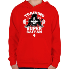 PRINTFASHION Training to go super saiyan 4 - Gyerek kapucnis pulóver - Piros