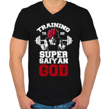 PRINTFASHION Training to go super saiyan GOD - Férfi V-nyakú póló - Fekete férfi póló