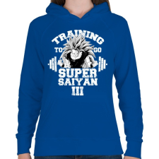 PRINTFASHION Training to go super saiyan - Női kapucnis pulóver - Királykék női pulóver, kardigán