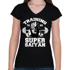 PRINTFASHION Training to go super saiyan - Női V-nyakú póló - Fekete női póló
