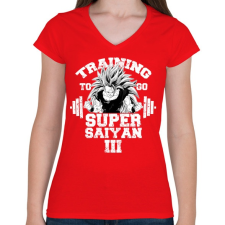 PRINTFASHION Training to go super saiyan - Női V-nyakú póló - Piros női póló
