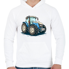 PRINTFASHION Traktor  - Férfi kapucnis pulóver - Fehér férfi pulóver, kardigán
