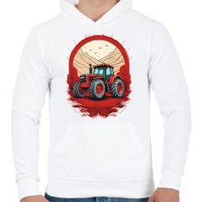 PRINTFASHION Traktor - Férfi kapucnis pulóver - Fehér férfi pulóver, kardigán