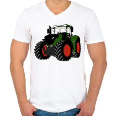 PRINTFASHION Traktor  - Férfi V-nyakú póló - Fehér