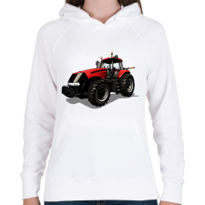 PRINTFASHION Traktor  - Női kapucnis pulóver - Fehér női pulóver, kardigán