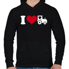 PRINTFASHION Traktor szerelem - Férfi kapucnis pulóver - Fekete férfi pulóver, kardigán