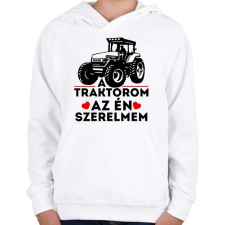 PRINTFASHION Traktor szerelem - Gyerek kapucnis pulóver - Fehér gyerek pulóver, kardigán