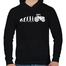 PRINTFASHION Traktoros evolúció - Férfi kapucnis pulóver - Fekete férfi pulóver, kardigán