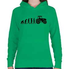 PRINTFASHION Traktoros evolúció - Női kapucnis pulóver - Zöld női pulóver, kardigán
