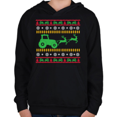 PRINTFASHION Traktoros karácsony - Gyerek kapucnis pulóver - Fekete