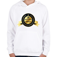 PRINTFASHION Traktoros király - Arany - Gyerek kapucnis pulóver - Fehér gyerek pulóver, kardigán