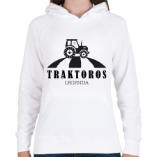 PRINTFASHION Traktoros legenda - Női kapucnis pulóver - Fehér női pulóver, kardigán