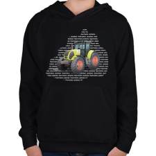 PRINTFASHION Traktoros legenda - Sárga traktor - Gyerek kapucnis pulóver - Fekete gyerek pulóver, kardigán