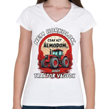 PRINTFASHION Traktoros minta - Női V-nyakú póló - Fehér női póló