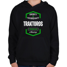 PRINTFASHION Traktoros prémium minőség - Gyerek kapucnis pulóver - Fekete