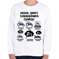 PRINTFASHION Traktoros szabadidő - Gyerek pulóver - Fehér