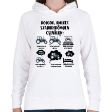 PRINTFASHION Traktoros szabadidő - Női kapucnis pulóver - Fehér