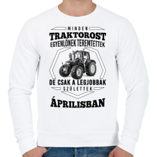 PRINTFASHION TRAKTOROS SZÜLINAP - Április - Férfi pulóver - Fehér férfi pulóver, kardigán