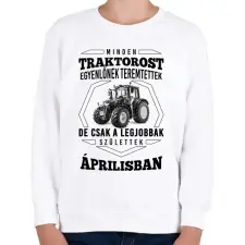 PRINTFASHION TRAKTOROS SZÜLINAP - Április - Gyerek pulóver - Fehér gyerek pulóver, kardigán