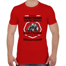 PRINTFASHION TRAKTOROS SZÜLINAP - Augusztus - Férfi póló - Piros férfi póló