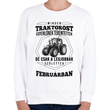 PRINTFASHION TRAKTOROS SZÜLINAP - Február - Gyerek pulóver - Fehér gyerek pulóver, kardigán