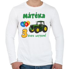 PRINTFASHION Traktoros szülinap - Férfi hosszú ujjú póló - Fehér férfi póló