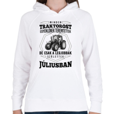 PRINTFASHION traktoros szülinap - július - Női kapucnis pulóver - Fehér női pulóver, kardigán