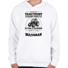 PRINTFASHION TRAKTOROS SZÜLINAP - Május - Gyerek kapucnis pulóver - Fehér