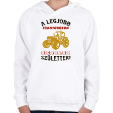 PRINTFASHION Traktoros szülinapja december - Gyerek kapucnis pulóver - Fehér gyerek pulóver, kardigán