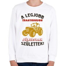 PRINTFASHION Traktoros szülinapja július - Gyerek pulóver - Fehér