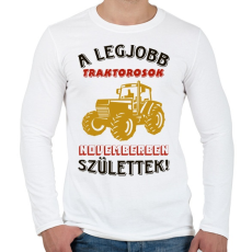 PRINTFASHION Traktoros szülinapja november - Férfi hosszú ujjú póló - Fehér