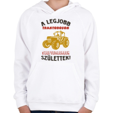 PRINTFASHION Traktoros szülinapja szeptember színes - Gyerek kapucnis pulóver - Fehér