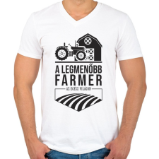 PRINTFASHION Traktorosoké a világ - Férfi V-nyakú póló - Fehér férfi póló
