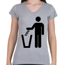 PRINTFASHION Trash you - Női V-nyakú póló - Sport szürke