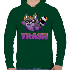 PRINTFASHION Trashpanda - Férfi kapucnis pulóver - Sötétzöld férfi pulóver, kardigán