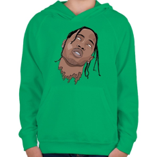 PRINTFASHION Travis Scott önkívület - Gyerek kapucnis pulóver - Zöld