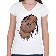PRINTFASHION Travis Scott önkívület - Női V-nyakú póló - Fehér