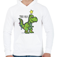 PRINTFASHION Tree-rex - Férfi kapucnis pulóver - Fehér férfi pulóver, kardigán