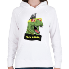 PRINTFASHION Trex rock - Női kapucnis pulóver - Fehér női pulóver, kardigán