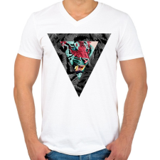 PRINTFASHION Triangle designed Lion - Férfi V-nyakú póló - Fehér férfi póló