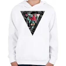 PRINTFASHION Triangle designed Lion - Gyerek kapucnis pulóver - Fehér gyerek pulóver, kardigán