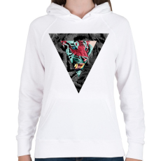 PRINTFASHION Triangle designed Lion - Női kapucnis pulóver - Fehér