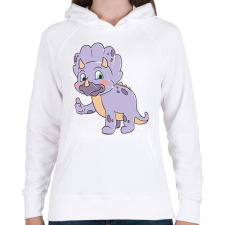 PRINTFASHION Triceratopsz - Női kapucnis pulóver - Fehér női pulóver, kardigán