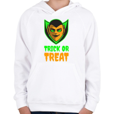 PRINTFASHION Trick or Treat - Gyerek kapucnis pulóver - Fehér