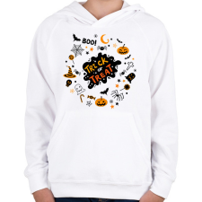 PRINTFASHION Trick or Treat - Gyerek kapucnis pulóver - Fehér gyerek pulóver, kardigán